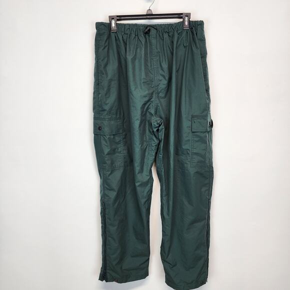 Vintage Field & Stream Water Resistant Cargo Pants Size XL Green Nylon Ankle Zip - Picture 1 of 9